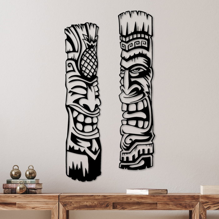 Wallity Tiki Escultura de Pared de Metal Negra (2 Piezas) Wallity Tiki Escultura de Pared de Metal Negra (2 Piezas)